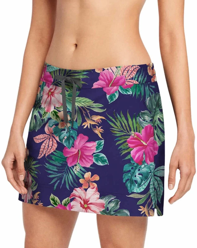 Speedo Womens Swim Skort, Floral Peacoat, Large