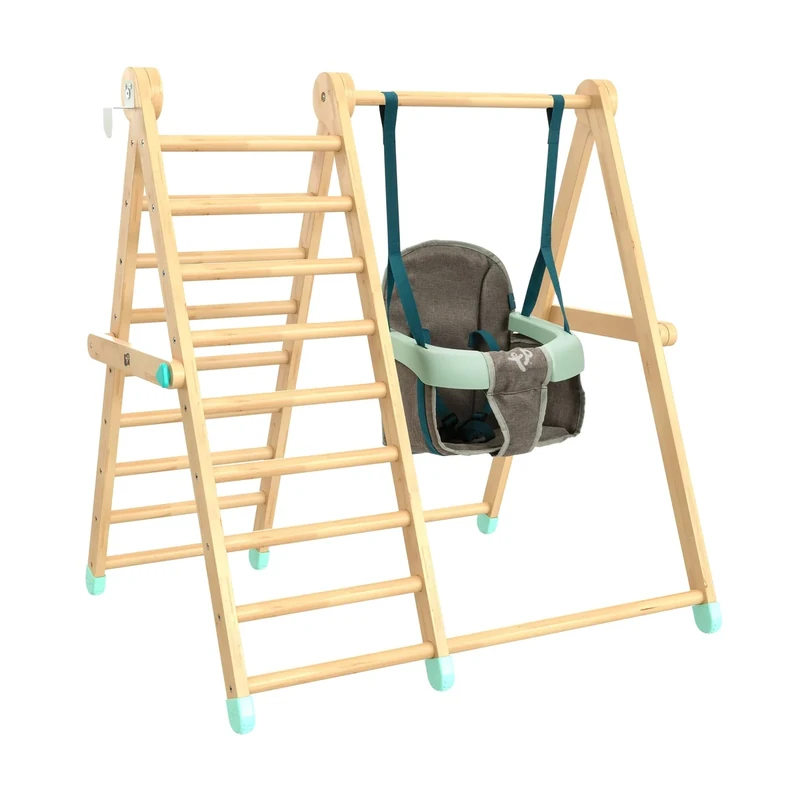TP Toys Active Tots Pikler Style Wooden Climb And Swing. Indoor Use And Foldable, Baby And Toddler Toy, Montessori Indoor Climbing And Play Set With Swing. FSC Certified Wood - Suitable For 18+ Months