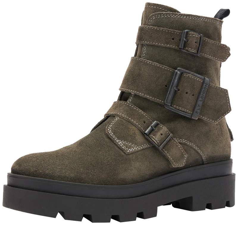 Fly London Women's JEDA817FLY Combat Boot, Green, 7 UK