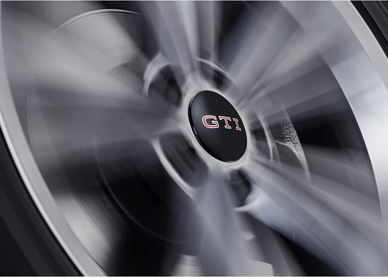 Volkswagen 000071213E Hub Caps Dynamic Wheel Hub Caps (4 Pieces) with GTI Logo, Black/Red, Small