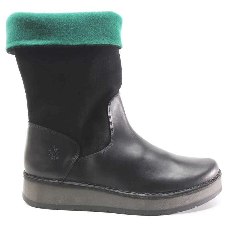 Fly London Women's RULA083FLY Mid Calf Boot, Black (Green), 8 UK