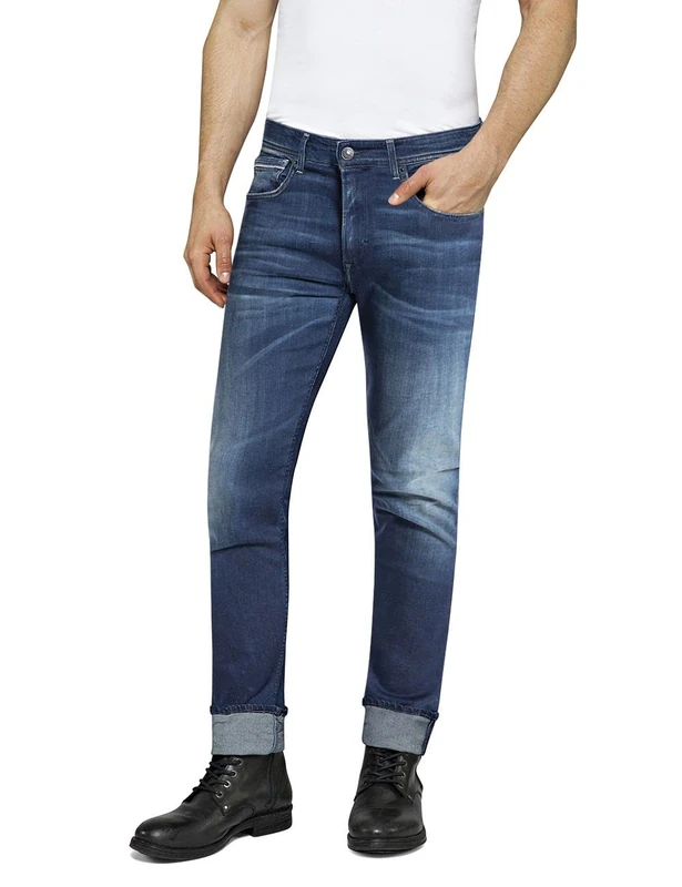REPLAY Herren Jeans Grover Straight-Fit Hyperflex mit Stretch, Medium Blue 009-1 (Blau), 29W / 32L