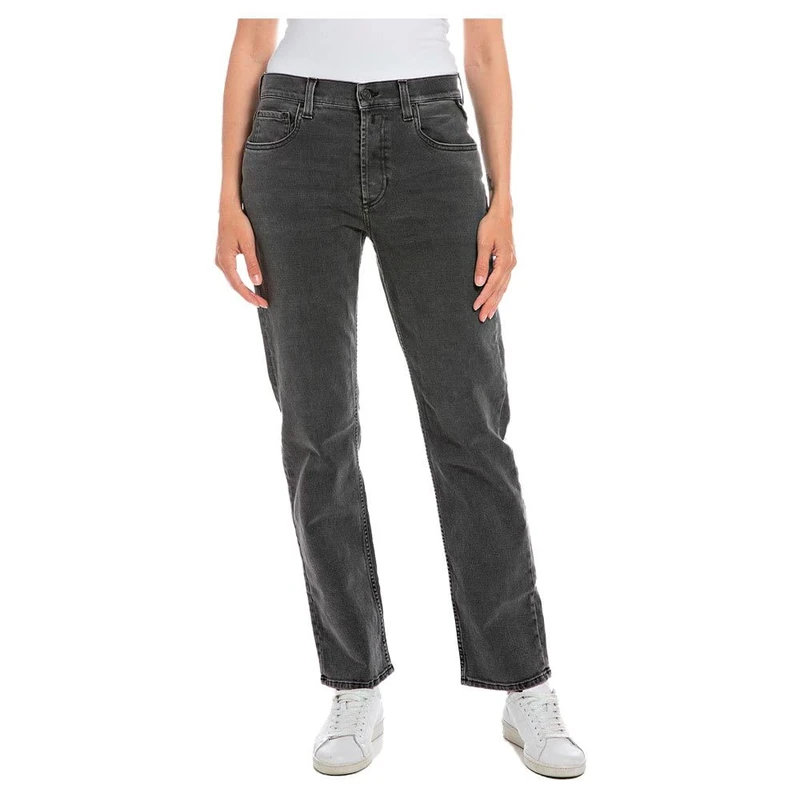 Replay Damen Jeans Maijke Straight-Fit, Dark Grey 097 (Grau), 23W / 30L