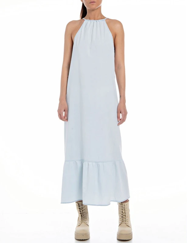 REPLAY Women's W9004A Dress, 010 Light Blue, S, 010 Light Blue, S