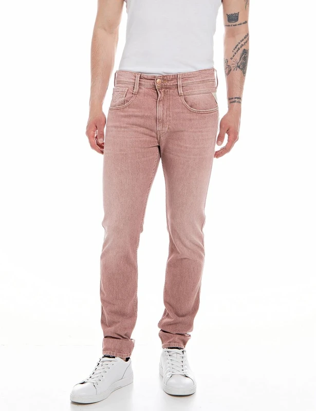 REPLAY Men's M914Y Anbass Natural Dyed Jeans, Brick Delavè 250, 33W / 32L