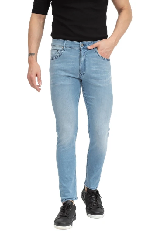 REPLAY Herren Jeans Mickym Slim-Fit mit Power Stretch, Light Blue 010 (Blau), 27W / 32L