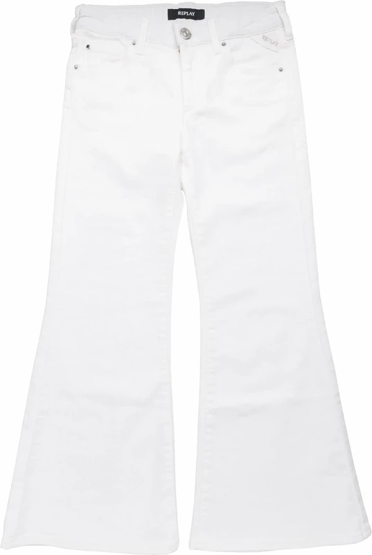 REPLAY Girl's SG9365 Avry Stretch Bull Jeans, 001 WHITE, 8A