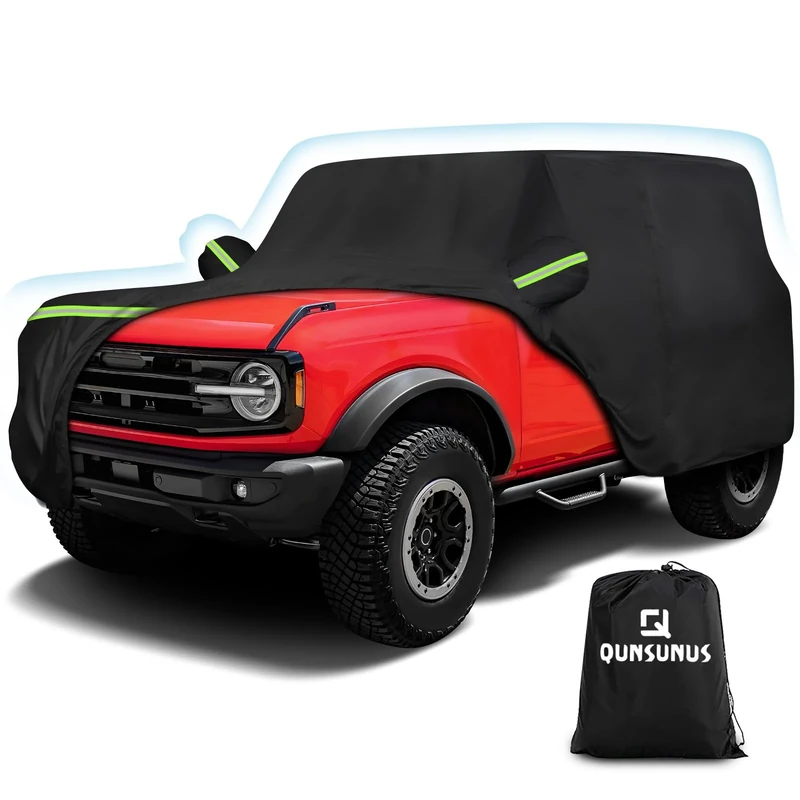 QUNSUNUS 6 Layer SUV Car Cover for Ford Bronco 2 Door Car Cover Waterproof All Weather 210T Windproof Fit for Ford Bronco 2021 2022
