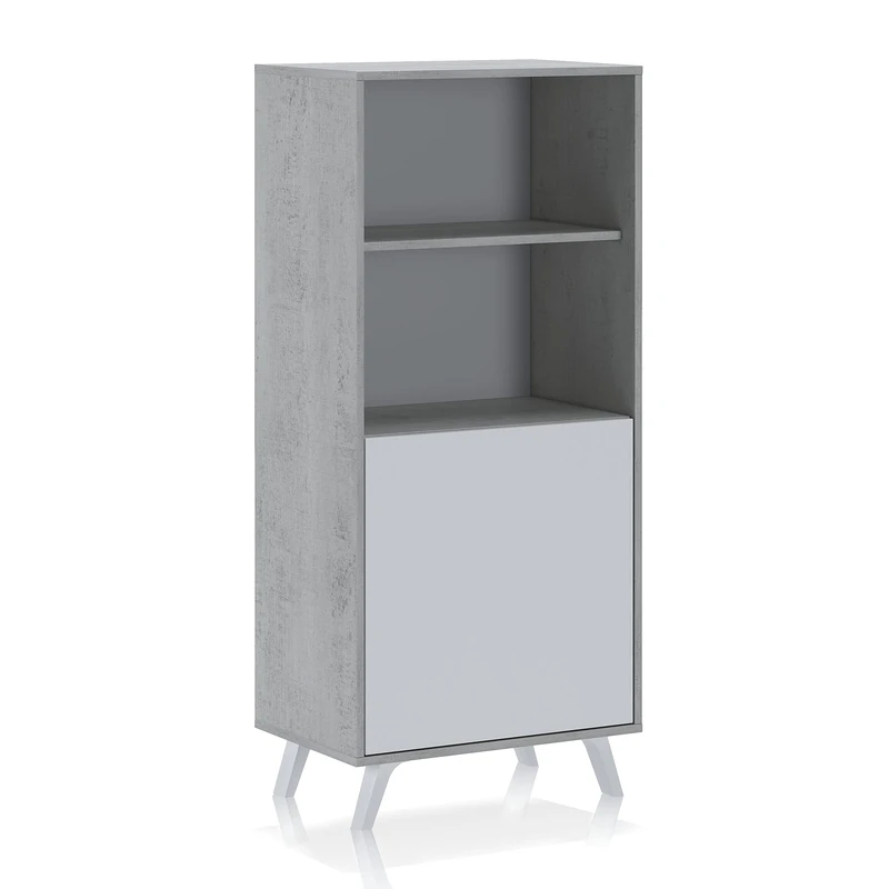 Wink Design Bar, high Cabinet, Eco-friendly melamine wood panels, White Larch Cement, H135 x 60 x 40 cm