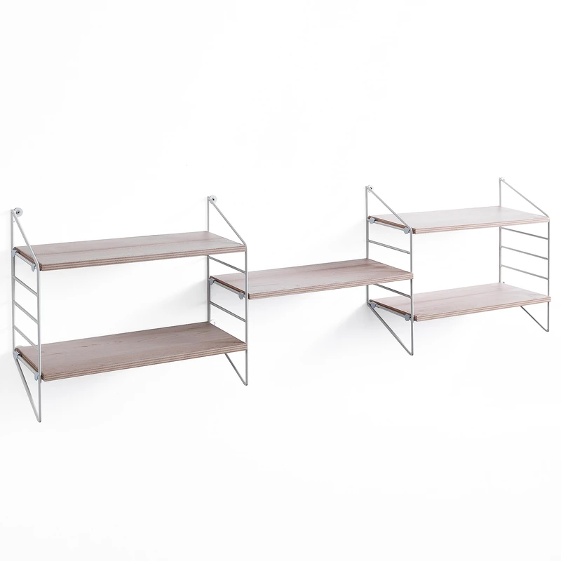 Wink Design Wall Shelf, MDF, Melamine, Metal, Oak Matt Black, 120x16xH36 cm