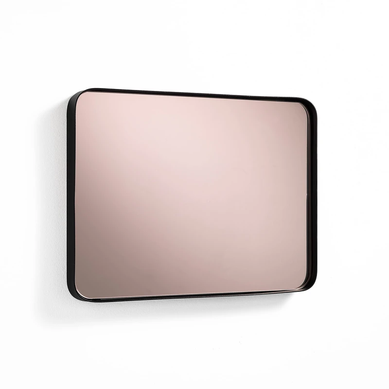 Tomasucci Wink Design AFTERLIGHT Wall Mirror, Matt Black Steel Frame, Rose Gold Mirror, 40 x 30 x 3 cm