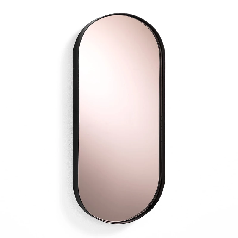 Tomasucci Wink Design Afterlight Oval Wall Mirror, Matt Black Steel Frame, Rose Gold Mirror, 55 x 25 x 3 cm