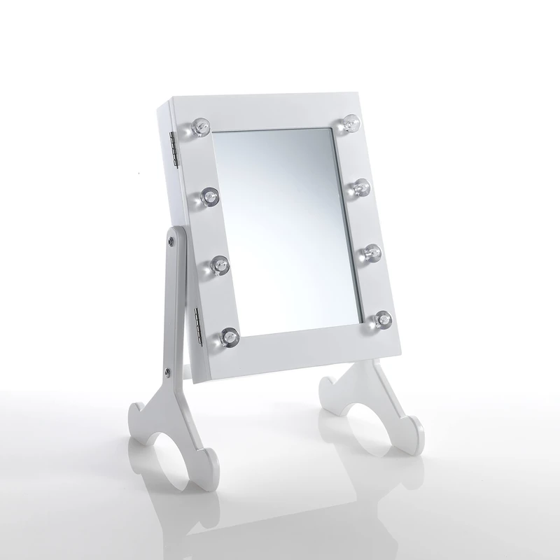 Tomasucci Wink Design Table Mirror with Container, Coffeer Lux, Integrated LED Lights, Matt White, 44 x 29 x 25 cm - Image 1