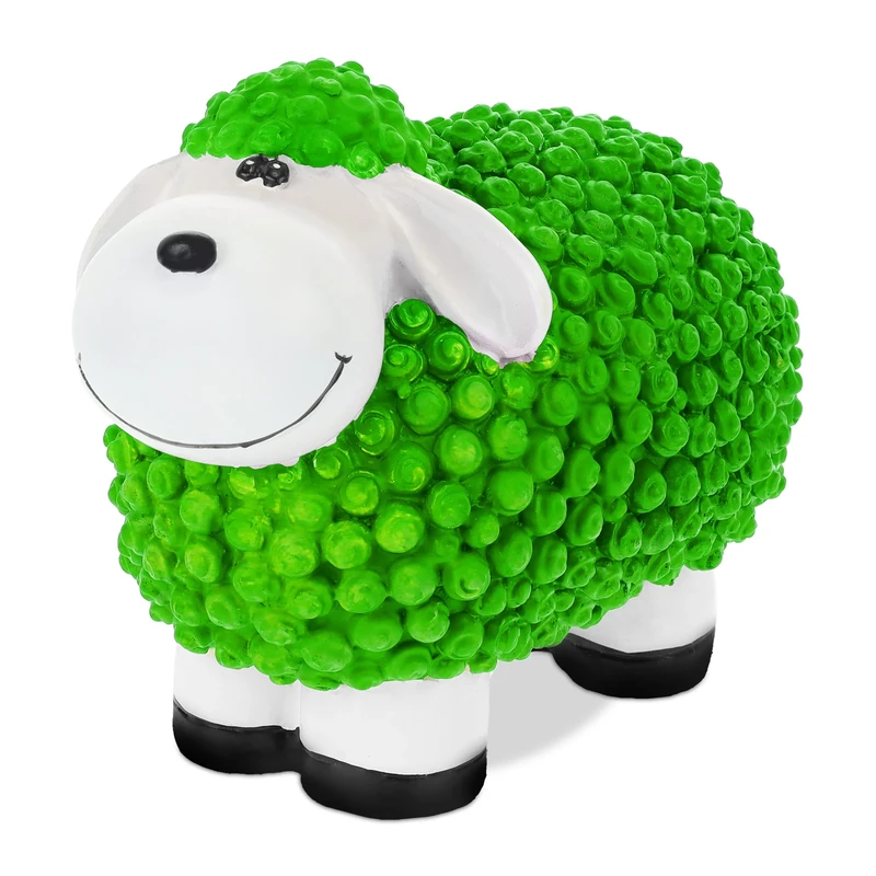 Relaxdays Garden Decoration Sculpture Sheep HBT: 16x21x12,5 cm, Weatherproof, Gift Idea, for Indoors and Outside, Green, Polyresin, 1