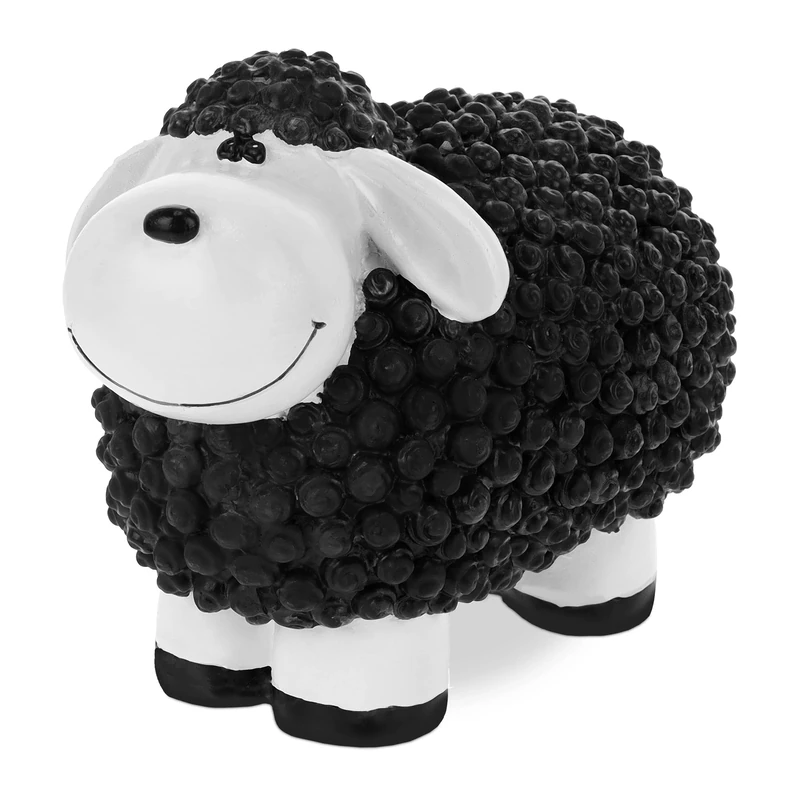 Relaxdays Garden Decoration Sculpture Sheep HBT: 16x21x12,5 cm, Weatherproof, Gift Idea, for Indoors and Outside, Black