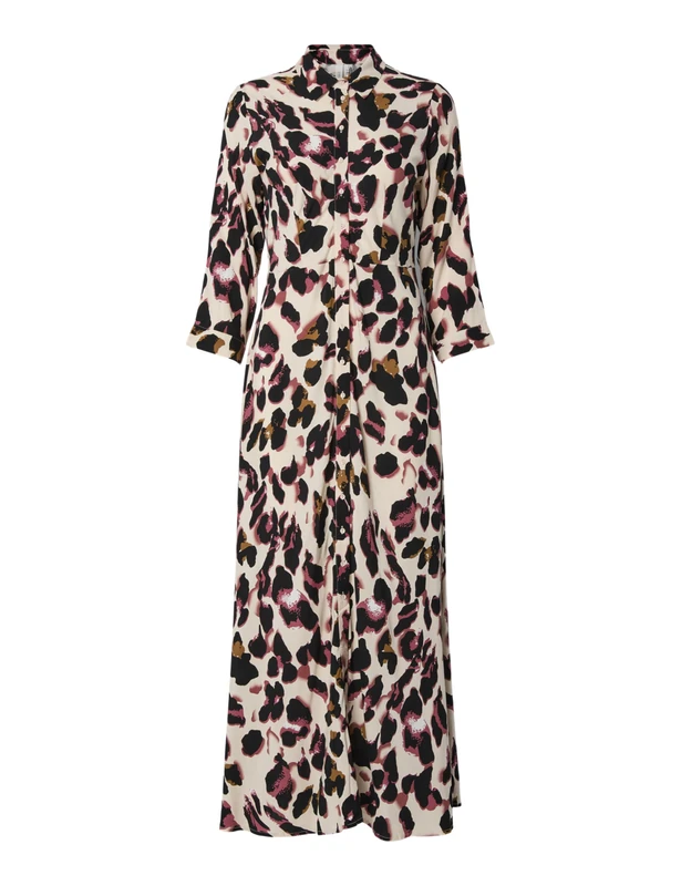 YAS Women's Yassavanna Long Shirt Dress S. Noos Dress, Mellow Rose/AOP:liro Print, S
