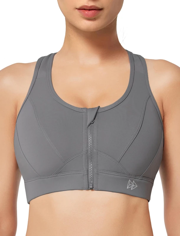 Yvette Women's Molded Sports Bra, Gray, L