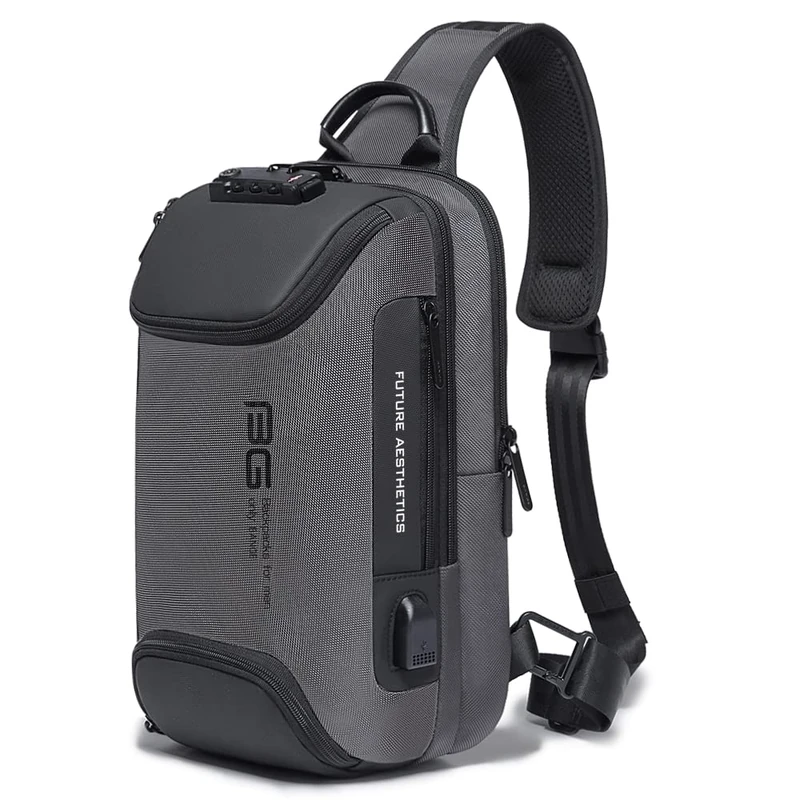BANGE Sling Bag, Waterproof Men's Chest Bag Shoulder bags Crossbody Sling Backpack for Men……, 7082grey, Sling Backpacks