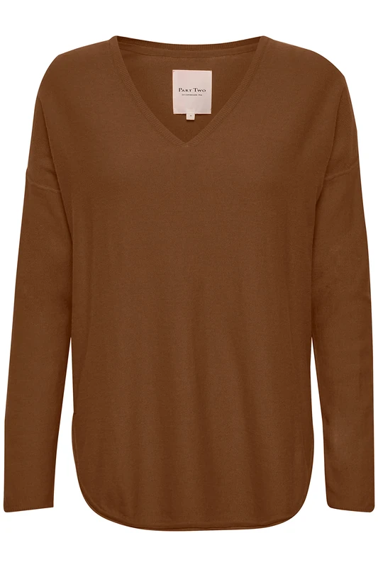 Part Two IliviasaPW v-Neck Pullover, Argan Oil, 3X-Large Women's Brown