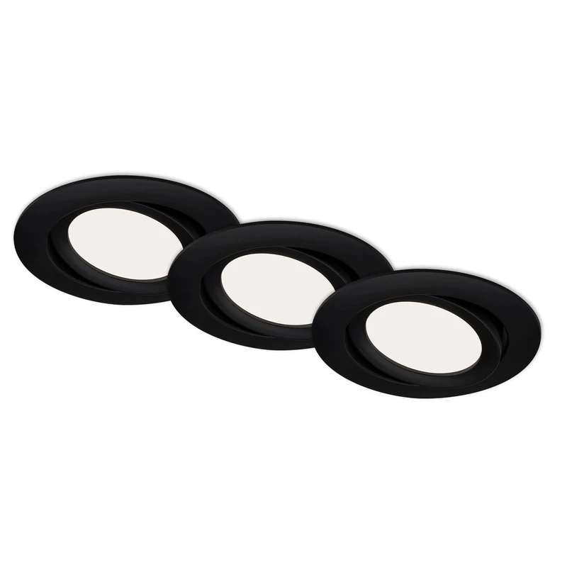 BRILONER Leuchten - LED Recessed Lights, Set of 3 Ceiling Lights, LED Module Swivelling, 7 Watts, 600 Lumens, 4,000 Kelvin, IP23, Matte Black, 106 x 30 mm (D x H)