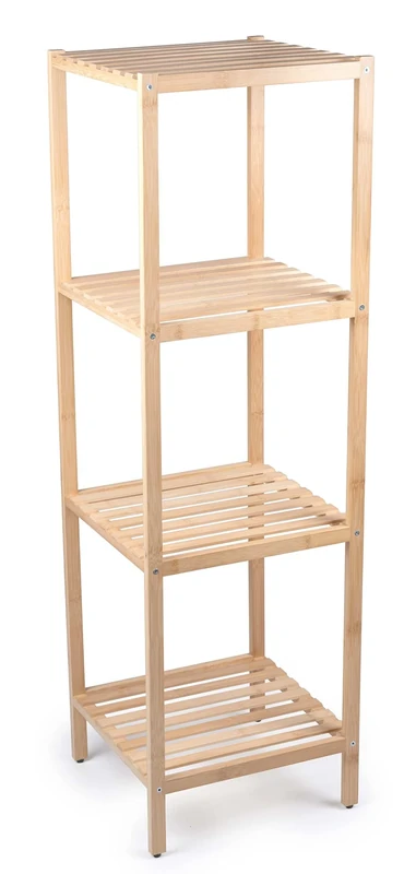 alpina Bathroom Shelf with 4 Shelves - Bathroom Cabinet on Bamboo - Bathroom Shelf for Bathrooms, Kitchens and Bedrooms - 32 x 33 x 108.5 cm - for Towels and Toiletries - Wooden Shelf