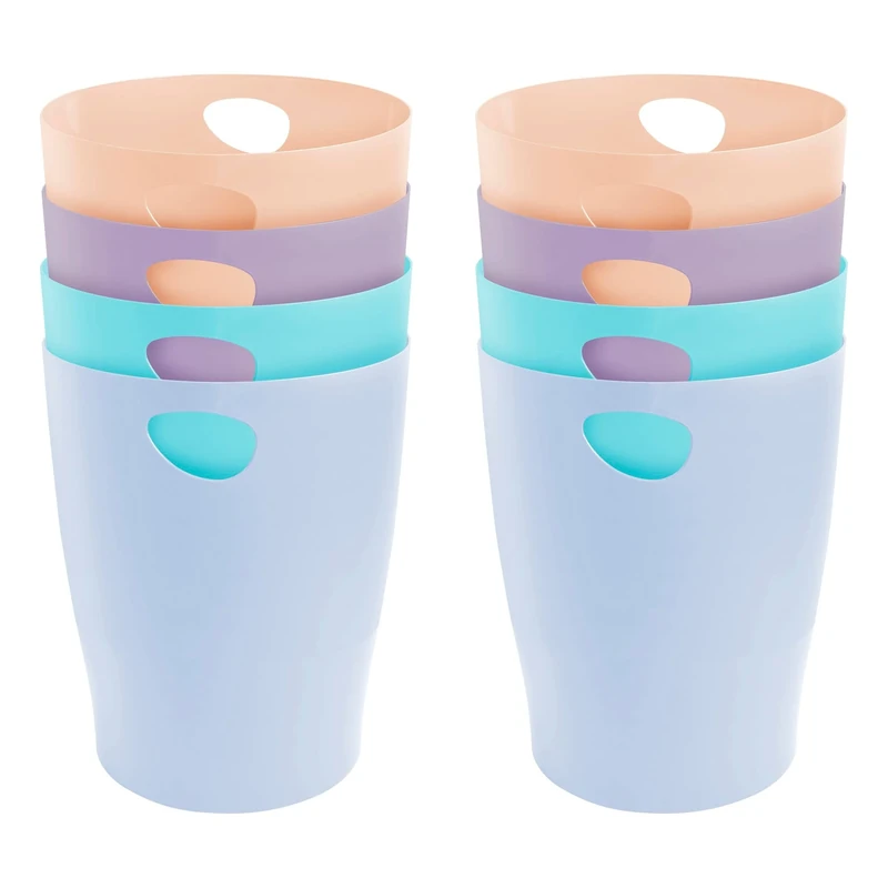 Exacompta - Ref. 45396D - Set of 8 waste paper bins with ECOBIN handles - large capacity - 15 liters - dimensions 26.3 x 26.3 x 33.5 cm - assorted colours