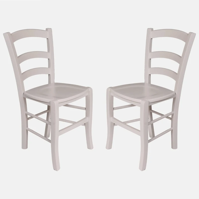 Dmora - Set of 2 classic wooden chairs, for dining room, kitchen or living room, Made in Italy, cm 46x42h87, Seat h cm 47, White color