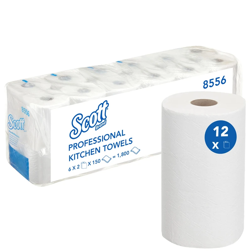 Scott Comfort Kitchen Towels 8556 2-Ply Kitchen Roll 6 Packs of 2 Kitchen Rolls x 150 Sheets (Total 12 Kitchen Rolls/1800 Paper Kitchen Towels) White