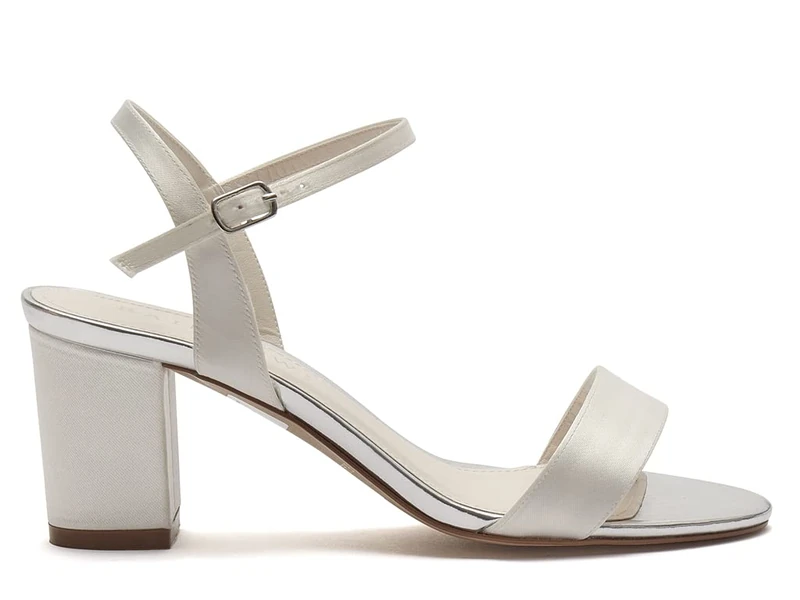 Rainbow Club Margot - Ivory Satin Strappy Wedding Sandals UK 4.5