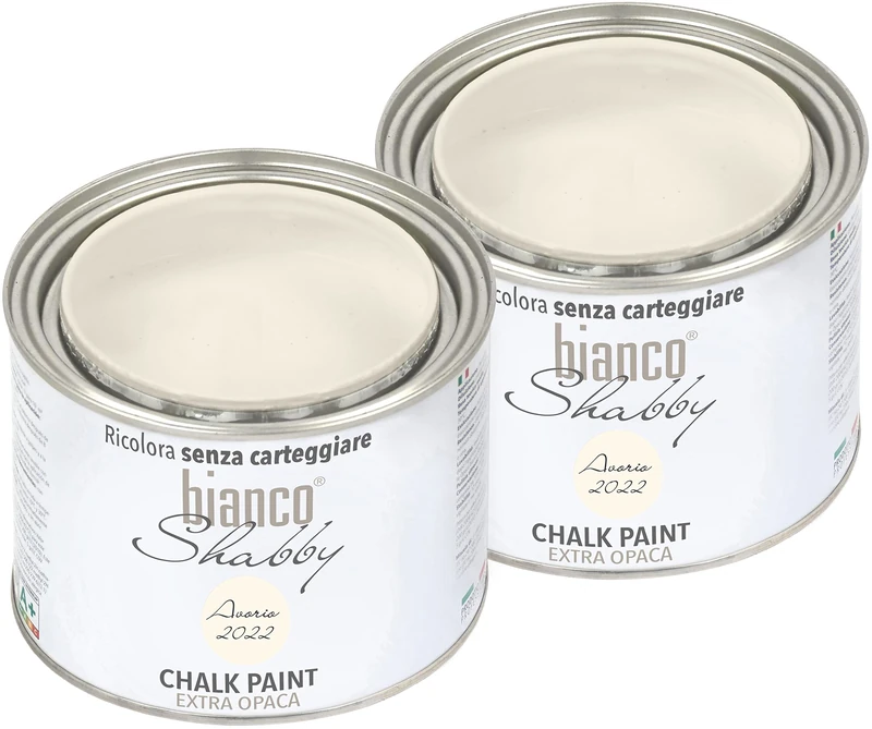 bianco Shabby® Avorio 2022 Water-based chalk paint for all surfaces and perfect for decorative effects - Chalk Paint Extra Matt (500 ml) - Image 1