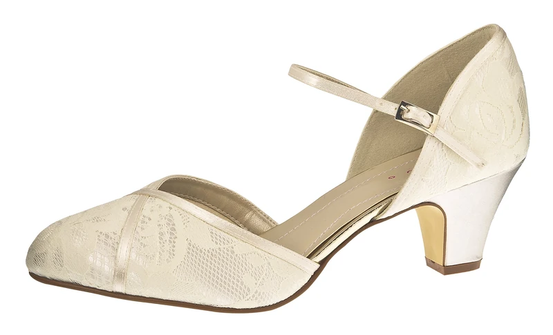 Rainbow Club Shirley - Wide Fit Ivory Satin Wedding Shoes UK 7.5