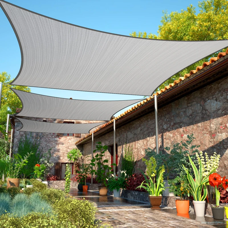 ShadeMart SMTAPR1420 Sun Shade Sail Canopy, 15' x 20' Grey Rectangle Shade Cloth - Heavy Duty UV Resistant Fabric for Carport Outdoor Patio - (Customized Size)
