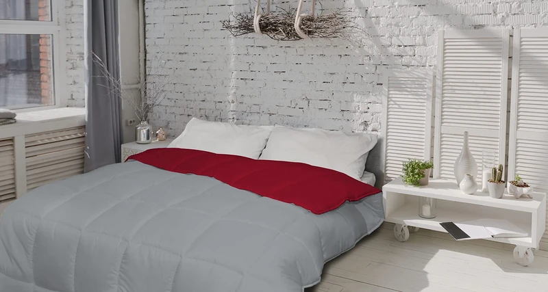 MB HOME BASIC Two-tone Winter Down Jacket Iceland, Bordeaux/Light Grey, Single - Image 1