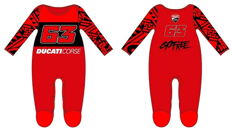 63 Bagnaia Baby Overalls - Ducati Dual Line,Kid,6M,Red