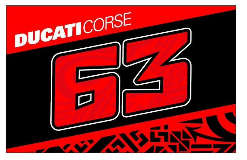 63 Drapeau Bagnaia - Ducati Dual Line, Unisex, Unique Size, Multi