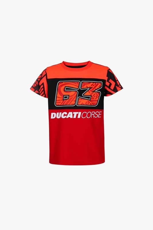 63 Bagnaia T-Shirt - Ducati Dual Line, Child, 6/7, Red - Image 1