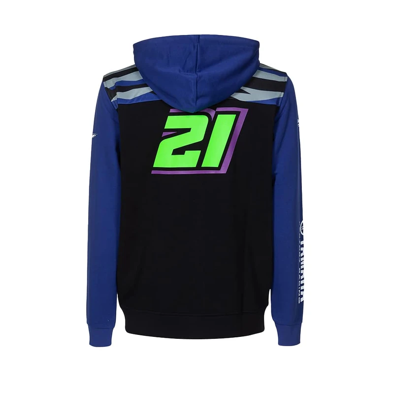 VR 46 Men's Yamaha Dual Franco Mordelli Hooded Sweatshirt, Black, M