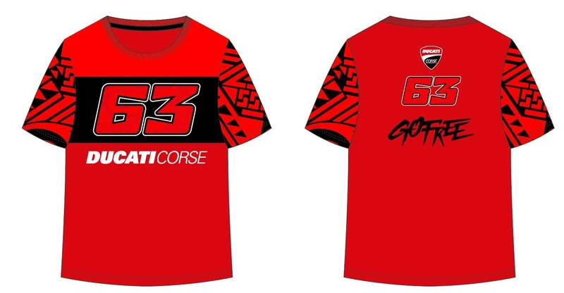 63 Bagnaia T-Shirt - Ducati Dual Line, Child, 10/11, Red