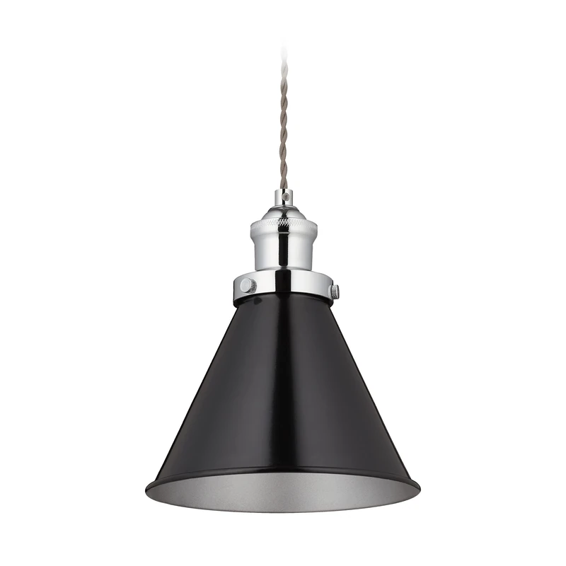 Relaxdays Ceiling Light, Hanging Lamp, H x D 130 X 18.5 cm, Industrial Style, Black