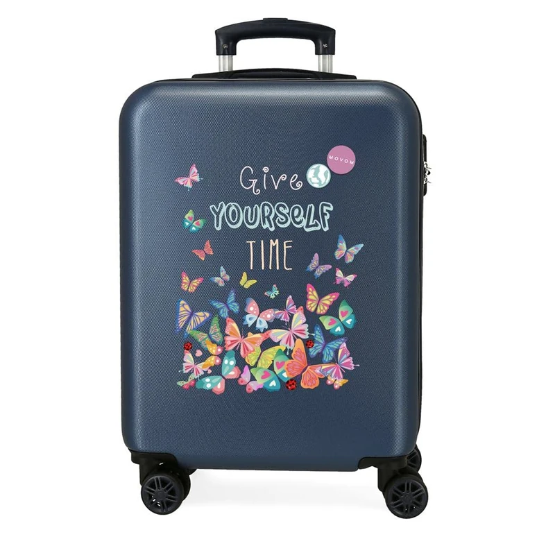 Movom Give Yourself Time Cabin Trolley Blue 38 x 55 x 20 cm Hard Plastic Side, Blue, 55 x 38 x 20 cm, Suitcase