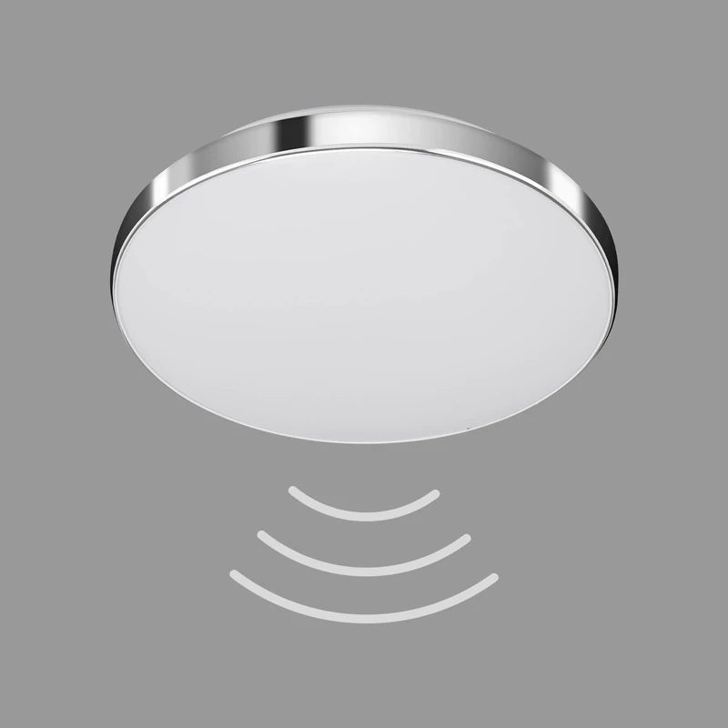 TELEFUNKEN - LED Ceiling Light, Including Motion Sensor, Ceiling Light with Daylight Sensor, Neutral White Light Colour, Continuous Light Function, 16 Watt, 1,500 lumens, White/Chrome, Diameter 29 cm