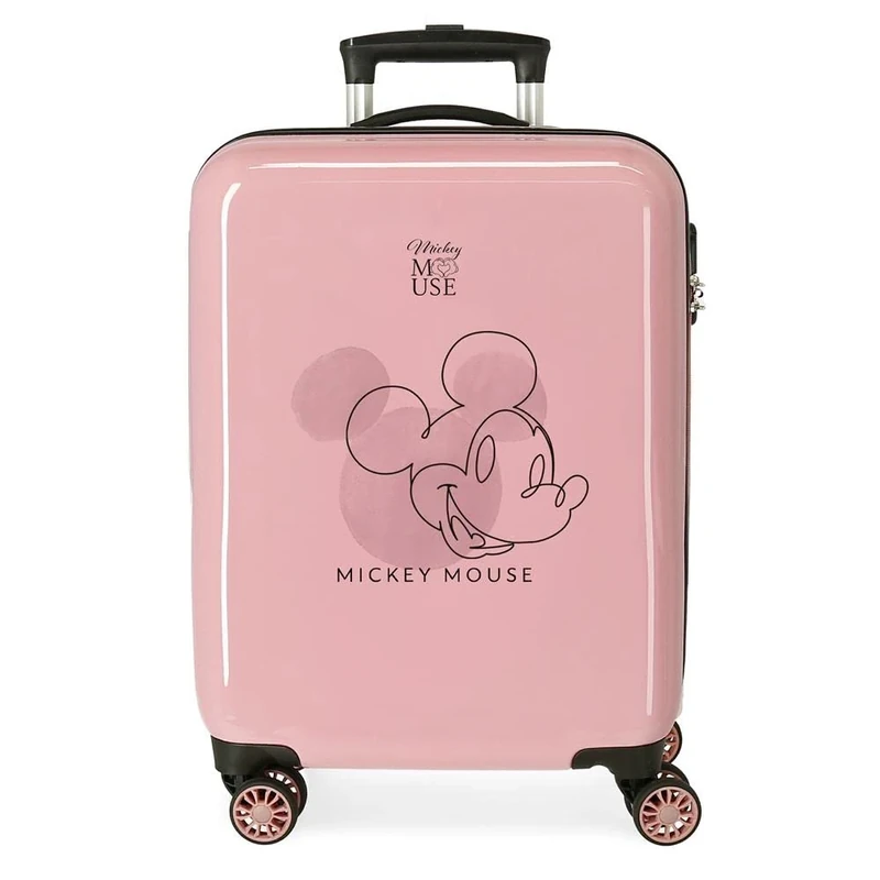 Disney Joumma Mickey Outline, Cabin Suitcase, Made of ABS, a Durable and Lightweight Material, Four Double Wheels with Multi-Directional Swivel, Side Combination Lock, Nude, 55 x 38 x 20 cm, Suitcase