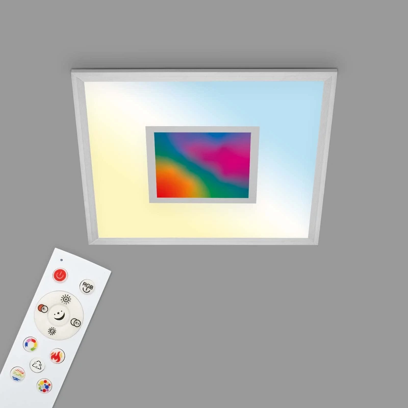 TELEFUNKEN LED Panel RGB, LED Ceiling Light CCT, Ceiling Light RGB Centre Light, Rainbow Effect, Remote Control, Dimmable, Silver, 445 x 445 x 65 mm, 319704TF Silver, 44.5 x 44.5 cm - Image 1