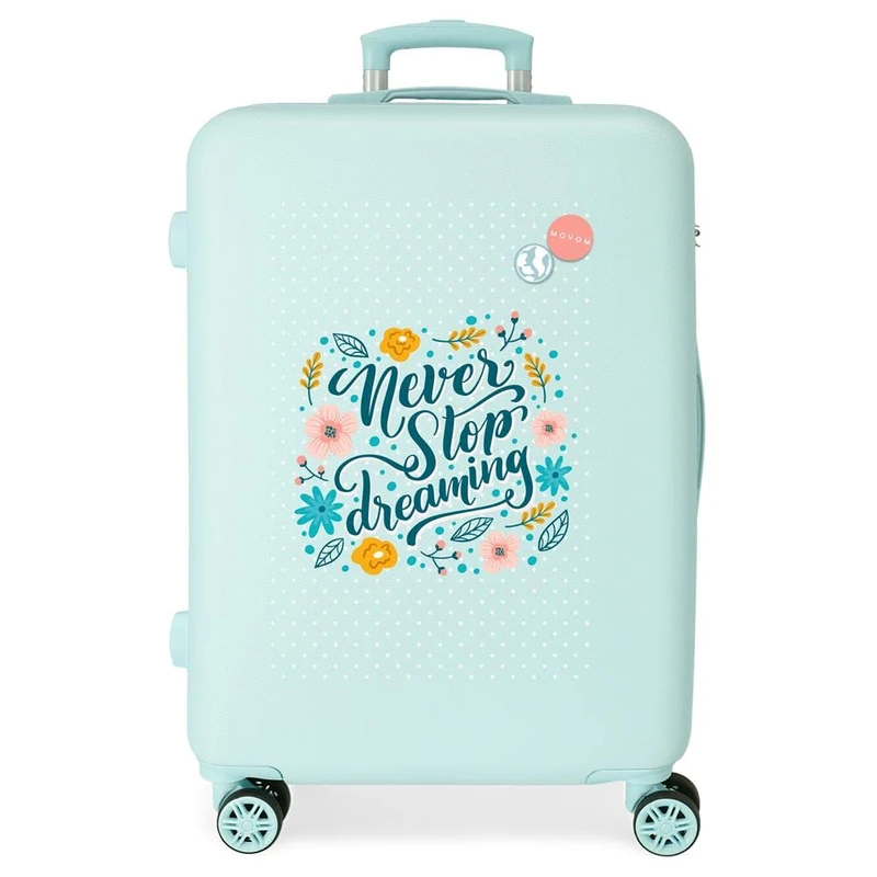 Movom Never Stop Dreaming Suitcase Medium Blue 46 x 65 x 23 cm Rigid ABS Side Combination Lock 56L 3 kg 4 Double Wheels
