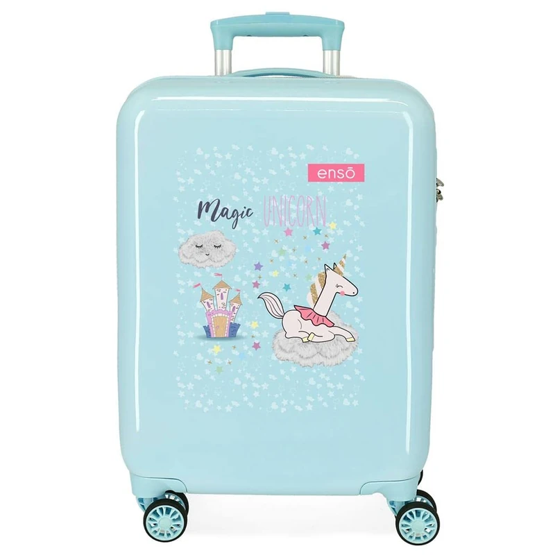 Enso Magic Unicorn Cabin Suitcase Blue 38 x 55 x 20 cm Rigid ABS Side Combination Lock 34L 2 kg 4 Wheels Double Hand Luggage