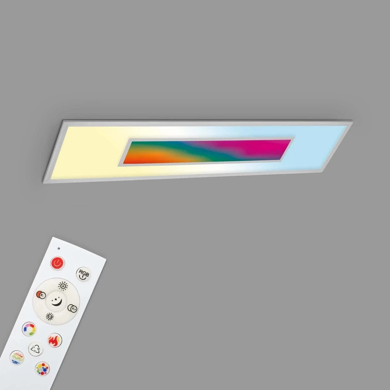 TELEFUNKEN - LED Panel RGB, LED Ceiling Light CCT, Ceiling Light RGB Centre Light, Rainbow Effect, Remote Control, Dimmable, Silver, 1195 x 295 x 65 mm