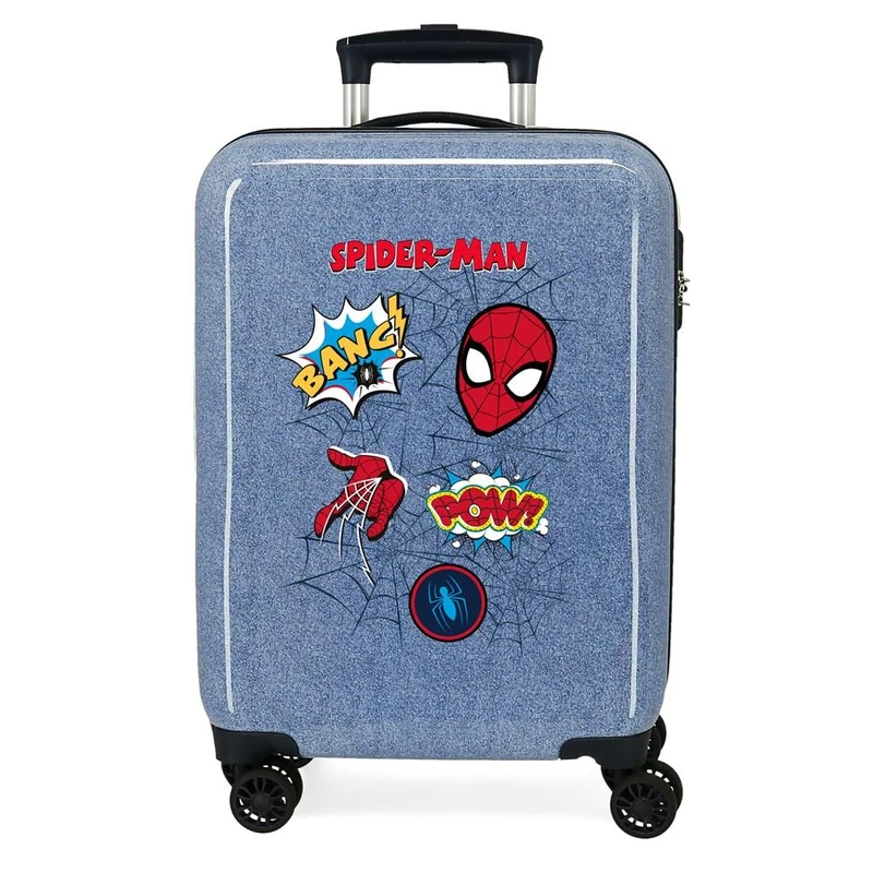 Marvel Spiderman Denim Cabin Suitcase Blue 38 x 55 x 20 cm Rigid ABS Side Combination Lock 34L 2 kg 4 Wheels Double Hand Luggage