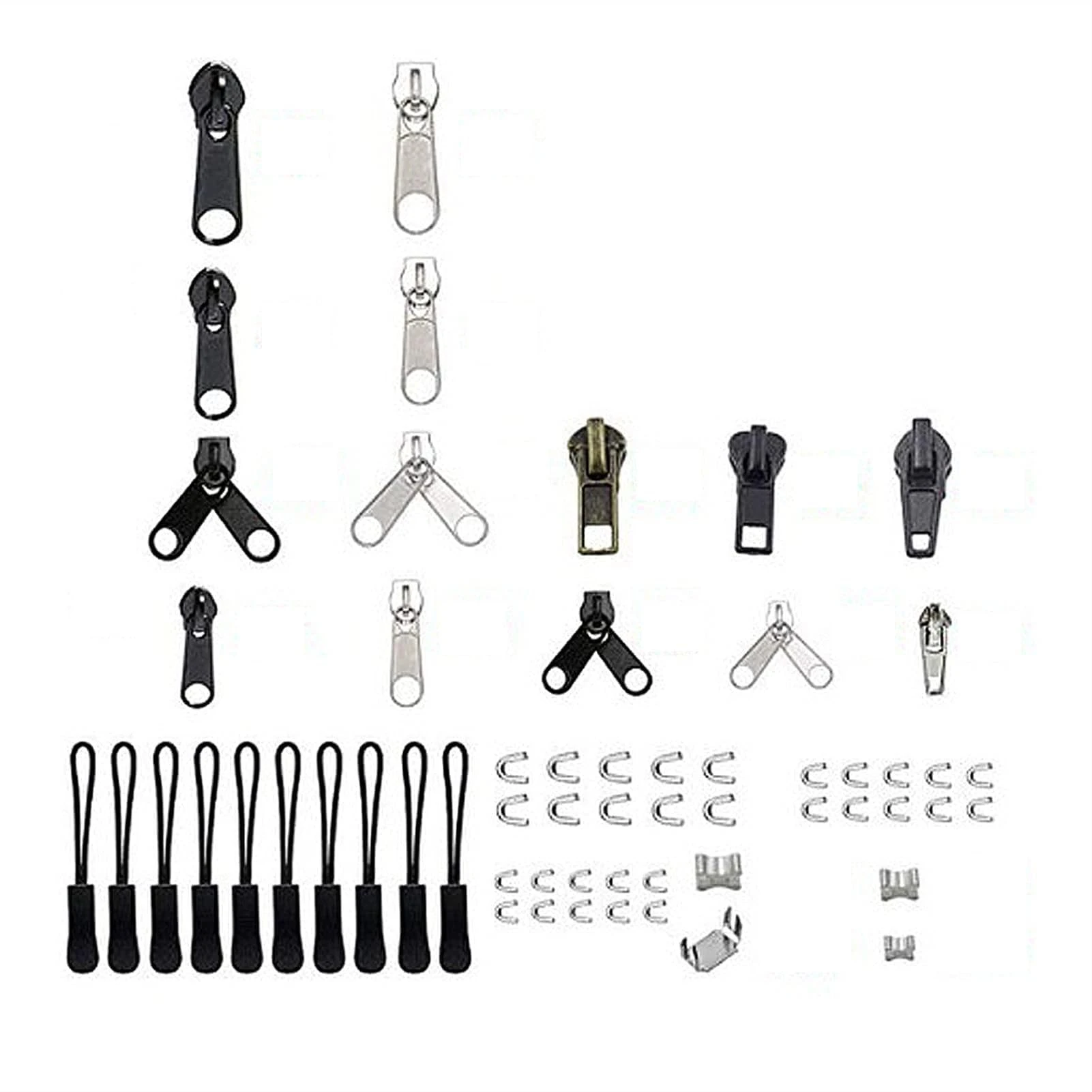Lnanqing-Sewing Zipper Zipper Repair Replacement Universal Auxiliary Fix Tools Zip Slider Teeth for Bags Tailor Jacket Sewing Craft Bulk Set, Multipurpose and durable (Color : 142 Pcs)
