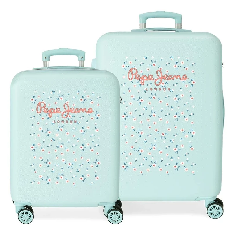Pepe Jeans Leslie Suitcase Set Blue 55/65 cm Rigid ABS Side Combination Lock 90 L 7.5 kg 4 Wheels Double Hand Luggage
