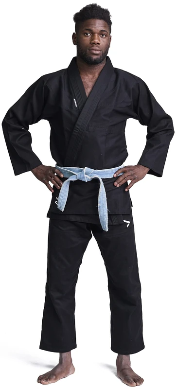 Ippon Gear BJJ GI Brazilian Jiu Jitsu beginner suit incl white belt [Size A2 I Pearl-Weave material I 350gr/m² fabric density I Tear-resistant material with sealed seams] black